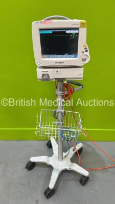 Philips IntelliVue MP30 Patient Monitor on Stand (Powers Up) with 1 x Philips IntelliVue X2 Handheld Patient Monitor Including ECG, SpO2, NBP, Press and Temp Options and 1 x Philips M1013A Gas Module (Powers Up)