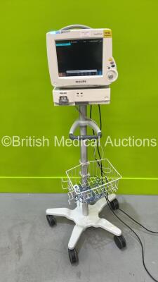 Philips IntelliVue MP30 Patient Monitor on Stand (Powers Up) with 1 x Philips IntelliVue X2 Handheld Patient Monitor Including ECG, SpO2, NBP, Press and Temp Options and 1 x Philips M1013A Gas Module (Powers Up)