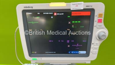 Mindray iMEC12 Patient Monitor *Mfd- 2019* (Powers Up) Including ECG, SpO2, NIBP, T1 and T2 Options - 2