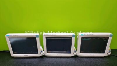 3 x Philips IntelliVue MP70 Patient Monitors (All Power Up and 1 x Faulty Dial) - 2