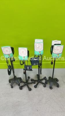 6 x Accoson Greenlight 300 Blood Pressure Meters on 4 x Stands