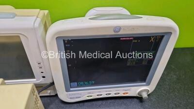 Job Lot of Patient Monitors Including 3 Fukuda Denshi DS-7100 (All Power Up 1 x Missing Printer) Including ECG, BP, SpO2, Temp, NIBP and Printer Options and 1 x GE Dash 4000 (Powers Up) Including ECG, NBP, SpO2, BP1, BP2, Temp/CO and CO2 Options - 4