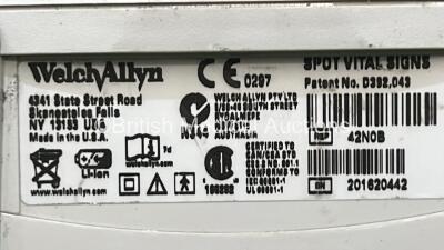 4 x Welch Allyn Spot Vital Signs Monitors on Stands (All Power Up, 1 x Detached from Stand) - 6