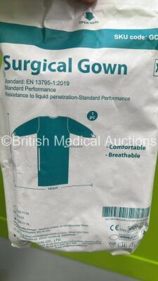 Job Lot of Consumables Including Surgical Gowns and Fastrach Single Use Syringe & Lubricant - Out of Date (Cage Not Included) - 5