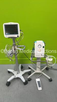 1 x GE Dash 4000 Patient Monitor on Stand with Various Leads and 1 x Ardo Senator Suction Pump on Stand with Footswitch (Both Power Up) *SD011092404SA / 1320187*