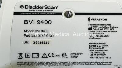 Verathon BVI 9400 Bladder Scanner Part No 0570-0190 with Transducer and Battery on Table (Powers Up) *S/N B4018519* - 5