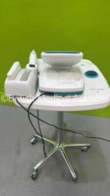 Verathon BVI 9400 Bladder Scanner Part No 0570-0190 with Transducer, 2 x Batteries and Charger on Table (Powers Up) *S/N B4307590* - 4