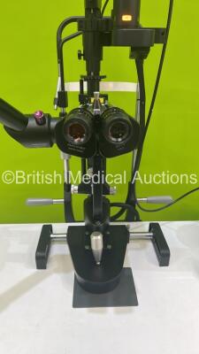 Valon MultiSpot Laser V1.0.11 with Haag Streit Bern BQ900 Slit Lamp on Motorized Table with Binoculars, Training Arm, 3 x 12,5x Eyepieces and Chin Rest (Powers Up with Key - Key Included) *S/N 18748* **Mfd 2012** ***CD033*** - 5