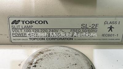 TopCon SL-2F Slit Lamp with 2 x 12,5x Eyepieces (Untested Due to No Power Supply) on Topcon Motorised Table (Powers Up) - 4