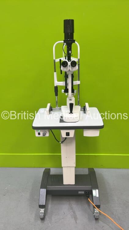 Grafton Optical Slit Lamp with Binoculars, 2 x 12,5x Eyepieces and Chin Rest on Motorized Table (Powers Up with Good Bulb)