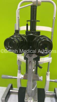 Haag Streit Bern BM 900 Slit Lamp with Binoculars, 2 x 10x Eyepieces and Chin Rest on Motorized Table (Incomplete) *S/N 03997* - 4