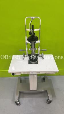 Haag Streit Bern BM 900 Slit Lamp with Binoculars, 2 x 16x Eyepieces and Chin Rest on Motorized Table (Incomplete) *S/N 03789* - 2