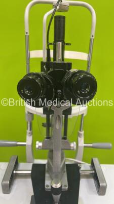 Haag Streit Bern BM 900 Slit Lamp with Binoculars, 2 x 16x Eyepieces and Chin Rest on Motorized Table (Incomplete) *S/N 03789* - 4