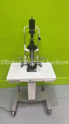 Haag Streit Bern BM 900 Slit Lamp with Binoculars, 2 x 10x Eyepieces and Chin Rest on Motorized Table (Powers Up with Good Bulb) *S/N 03966* - 2