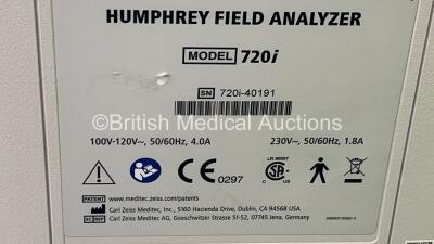 Zeiss Humphrey 720i Field Analyzer Rev n/a on Motorized Table (Powers Up with Faulty - See Pictures - Loose Front Casing) *S/N 720I-40191* **Mfd 2012** ***IR909*** - 4