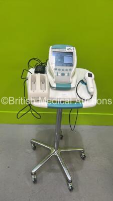 Verathon BVI 9400 Bladder Scanner Part No 0570-0190 with Transducer and Battery Charger with Power Supply on Table (Powers Up with Stock Battery - Not Included) *S/N B4018930* **CI036**