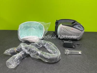 5 x Baynhams Powered Air Purifying Respirators with 5 x Li-ion Batteries, 5 x Power Supplies, 5 x Hoods and 5 x Hoses (All Power Up) *1 in 5, 5 in Total* **Stock Photo**