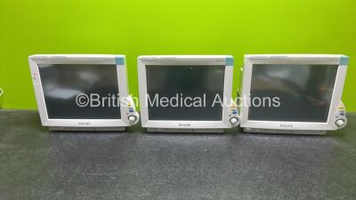 3 x Philips IntelliVue MP70 Patient Monitors (All Power Up)