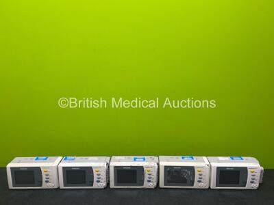 5 x Philips X2 Handheld Patient Monitors (All with Damage to Casing / Missing Casing - See Photos) Including ECG, SpO2, NBP, Temp and Press Options with 5 x Li-ion Batteries (No Power, Suspected Flat Batteries)