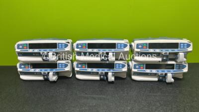 Job Lot Including 6 x BD Alaris Plus CC Syringe Pumps *Mfd 2018* (5 x Power Up, 1 x No Power - 1 x Missing Light Cover) *300003016 / 300002836 / 300003083*