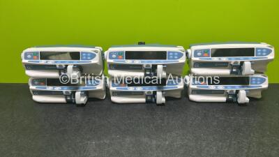 Job Lot Including 6 x CareFusion Alaris Plus CC Syringe Pumps (All Power Up - 1 x Damaged Display) *135202039 / 300001228 / 300000763*