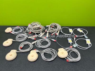 Job Lot Including 2 x Philips US Transducers, 3 x Philips Toco MP Transducers, 12 x Triggers and 4 x Connection Leads *H*