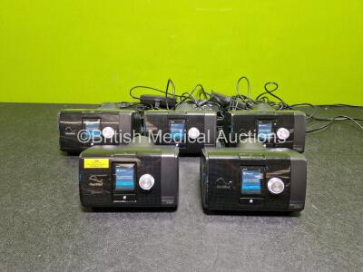 5 x ResMed Airsense 10 Autoset CPAP Units (All Power Up) with 5 x Power Supplies *SN 23181504167 / 23171646135 / 23183338387 / 23191244939 / 23181086639*