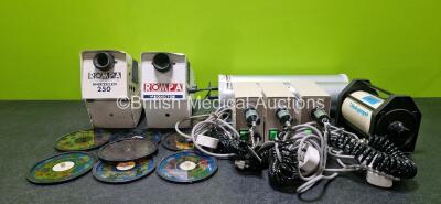 Mixed Lot including 2 x Rompa Projectors (Both Damaged - See Photos) with 6 x Effect Wheels, 3 x Olympus MU-1 Leakage Tester, 3 x Precision Syringes