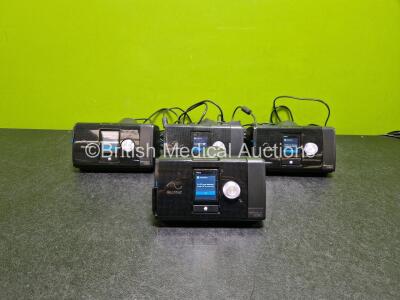 4 x ResMed Airsense 10 Autoset CPAP Units (All Power Up) with 4 x Power Supplies *SN 2201125458 / 23161210700 / 23151308461 / 231858590*