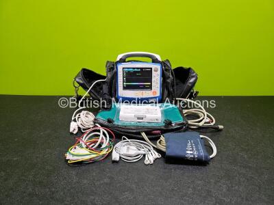 Zoll X Series Monitor/Defibrillator Application Version 02.34.05.00 (Powers Up) in Case Including ECG, SPO2, NIBP, CO2 and Printer Options with 2 x Sure Power II Li-Ion Batteries ,1 x Ref 8300-0803-12 4 Lead ECG Lead, 1 x Ref 8300-0804-12 6 Lead ECG Lead,