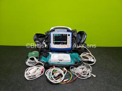 Zoll X Series Monitor/Defibrillator Application Version 02.34.05.00 (Powers Up) in Case Including ECG, SPO2, NIBP, CO2 and Printer Options with 2 x Sure Power II Li-Ion Batteries ,1 x Ref 8300-0803-12 4 Lead ECG Lead, 1 x Ref 8300-0804-12 6 Lead ECG Lead,