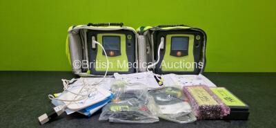 2 x Zoll AEDPro Defibrillators (Both Power Up) in Carry Cases with 2 x 3 Lead ECG Leads, 4 x Li-ion Batteries, 3 x Electrodes (2 x Expired) and 2 x Skintact ECG Electrodes *Both Expiry Date 2025*