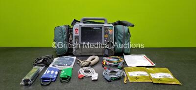 Physio-Control Lifepak 15 Monitor / Defibrillator *Mfd 2010* Ref 99577-000025, P/N - V15-2-000030 Including Auxiliary, Pacer, SpO2, C02, NIBP, ECG and Printer Options with 4 Lead ECG Lead, 6 Lead ECG Lead, Paddle Lead with Test Load, SpO2 Cable, NIBP Hose