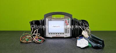 GS Corpuls3 Slim Defibrillator Ref : 04301 (Powers Up) with Corpuls Patient Box Ref : 04200 (Powers Up) with Pacer, Oximetry, ECG-D, ECG-M, CO2, CPR, NIBP and Printer Options, 4 and 6 Lead ECG Leads, CO2 Cable, CPR Sensor, Hose with Cuffs, 3 x Li-ion Batt