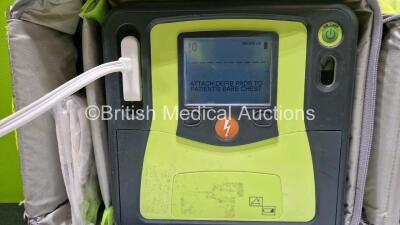 2 x Zoll AEDPro Defibrillators (Both Power Up) in Carry Cases with 1 x 3 Lead ECG Lead, 4 x Li-ion Batteries, 4 x Skintact ECG Electrodes *All in Date* and 3 x Electrodes - 3