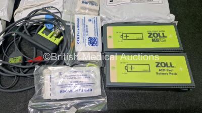 2 x Zoll AEDPro Defibrillators (Both Power Up) in Carry Cases with 1 x 3 Lead ECG Lead, 4 x Li-ion Batteries, 4 x Skintact ECG Electrodes *All in Date* and 3 x Electrodes - 7