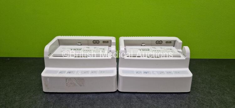 2 x Zoll SurePower Single Bay Chargers (Both Power Up) with 2 x Zoll SurePower Battery Packs *Lithium Batteries* and 2 x Power Cords