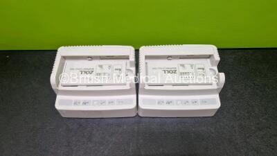 2 x Zoll SurePower Single Bay Chargers (Both Power Up) with 2 x Zoll SurePower Battery Packs *Lithium Batteries* and 2 x Power Cords - 2