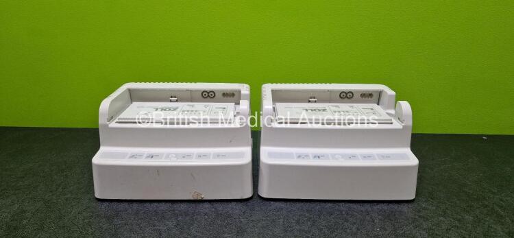 2 x Zoll SurePower Single Bay Chargers (Both Power Up) with 2 x Zoll SurePower Battery Packs *Lithium Batteries* and 2 x Power Cords