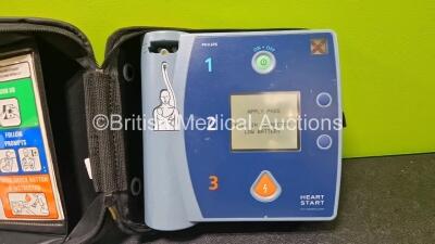 2 x Philips Heartstart FR2+ Defibrillators (Both Power Up) with 5 x Skintact Electrodes *All in Date* and 3 x M3863A LiMnO2 Batteries - 4