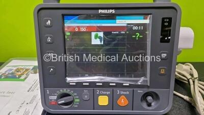 Philips Heartstart Intrepid Defibrillator *Mfd 06-2020* in Box (Powers Up) Including ECG and Printer Options with 1 x Paddle Lead, 1 x 3 Lead ECG Lead, 1 x Li-ion Rechargeable Battery, 1 x Power Cord, 8 x Philips Heartstart Pads *All Expired* and User Man - 3