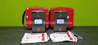 2 x Philips FR3 Defibrillators (Both Power Up) in Carry Cases with 3 x Philips Lithium Batteries *Install Before 2026, 2027 & 2028* and 2 x Electrodes *Both Expired* *SN C15K-00483 / C12F-00562*