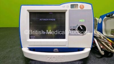 2 x Zoll R Series Plus Defibrillators / Monitors (Both Power Up) Including ECG and Printer Options with 2 x 3 Lead ECG Leads (Both Damaged Casings - See Photos), 2 x Paddle Leads, 2 x Power Cords and 2 x Lithium Ion Rechargeable Batteries *SN AF13B027395 - 3