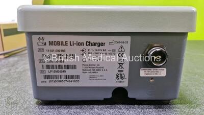 Job Lot Including 1 x Physio Control Ref 11141-000108 Mobile Li-ion Charger with 2 x Lithium Rechargeable Batteries (Powers Up) and 1 x Lifepak 15 Power Adapter Ref 11140-000074 *Like New in Box* - 8