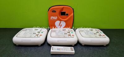 3 x CU Medical Systems Inc iPAD Intelligent Public Access Defibrillators in 1 x Carry Case (All Power Up with Stock Battery - Stock Battery Not Included) with 1 x LiMnO2 Battery *Flat* and 2 x CU Medical Defibrillation Pads (Expired)*SN G1M11H0021/ G1M10F