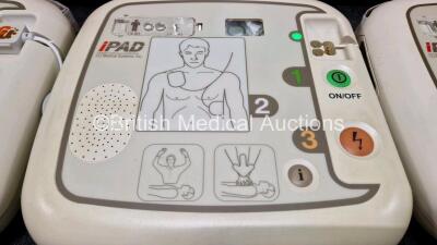 3 x CU Medical Systems Inc iPAD Intelligent Public Access Defibrillators in 2 x Carry Cases (All Power Up) with 1 x iPAD AED Starter Kit, 1 x LiMnO2 Battery and 2 x CU Medical Defibrillation Pads (Both Expired) *SN G1J43C148 / G1J45D0541 / G1M33R0121* - 4