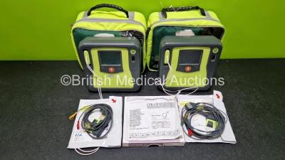 2 x Zoll AEDPro Defibrillators (Both Power Up) in Carry Cases with 2 x 3 Lead ECG Leads, 3 x Zoll Electrodes *All Expired*, 1 x ECG Electrode *Expired* and 2 x LiMnO2 Batteries *SN AA06B002039 / AA10C016878* - 2