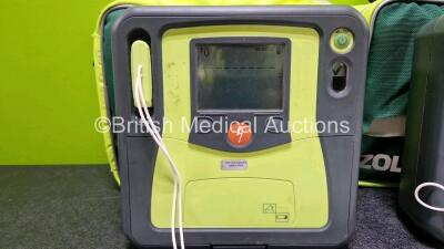 2 x Zoll AEDPro Defibrillators (Both Power Up) in Carry Cases with 2 x 3 Lead ECG Leads, 3 x Zoll Electrodes *All Expired*, 1 x ECG Electrode *Expired* and 2 x LiMnO2 Batteries *SN AA06B002039 / AA10C016878* - 3