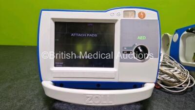 2 x Zoll R Series Plus Defibrillators / Monitors (Both Power Up) Including ECG and Printer Options with 2 x 3 Lead ECG Leads, 2 x Paddle Leads and 2 x Lithium Ion Rechargeable Batteries *SN AF13B027398 / AF13B027374* - 3