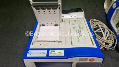 2 x Zoll R Series Plus Defibrillators / Monitors (Both Power Up) Including ECG and Printer Options with 2 x 3 Lead ECG Leads, 2 x Paddle Leads and 2 x Lithium Ion Rechargeable Batteries *SN AF13B027398 / AF13B027374* - 5